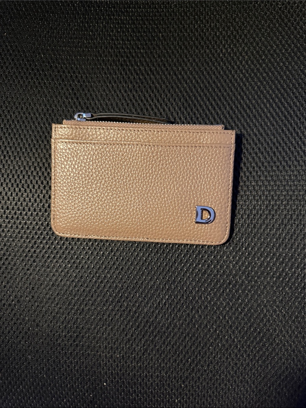 Danier Beige Leather Card Wallet with Silver D Accent